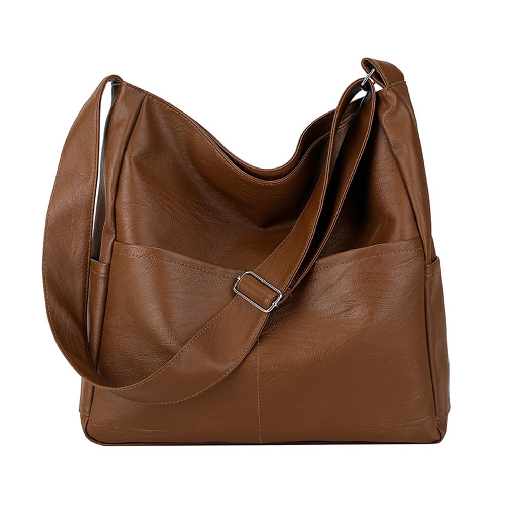 ACUYE Sac fourre-tout en cuir pour femme contemporaine, sac à bandoulière en cuir synthétique avec de nombreuses poches,