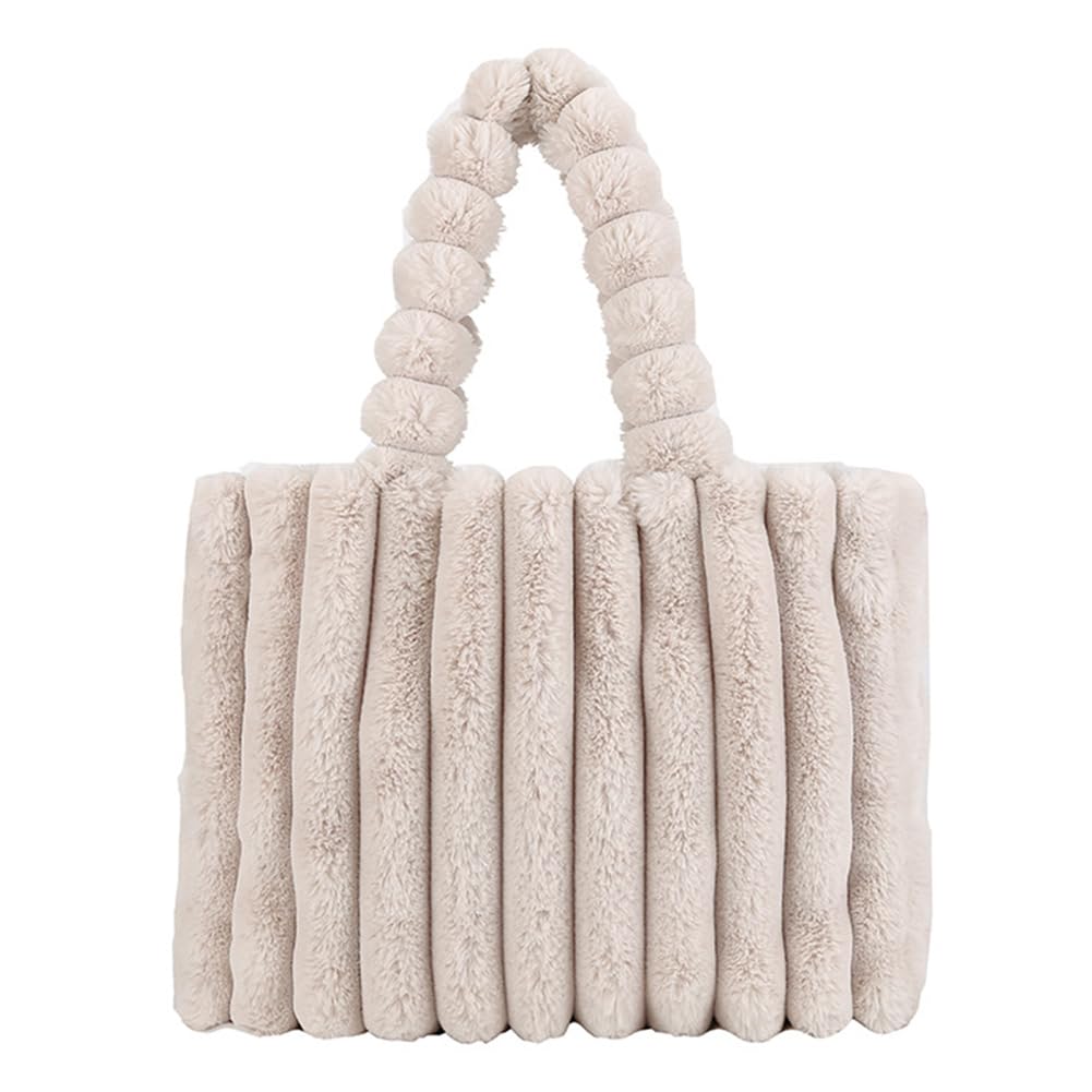 ACUYE Sac fourre-tout moelleux pour femme en fausse fourrure, sac à main peluche grand format bandoulière, sac fourre-to